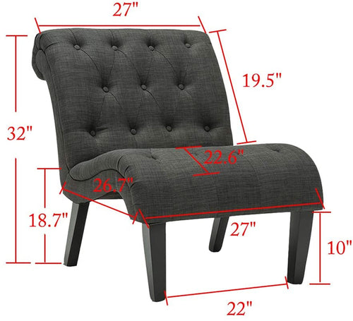 Set Of 2 Button Tufted Slipper Chairs For Living Room