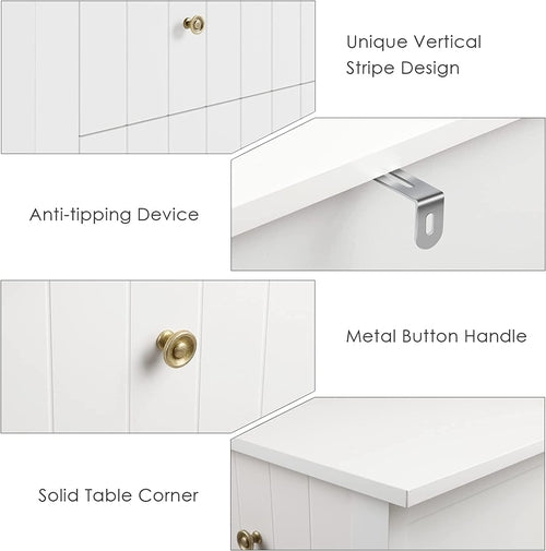 Modern White 52.4 Inch Wide 6 Drawer Dresser Chest Storage
