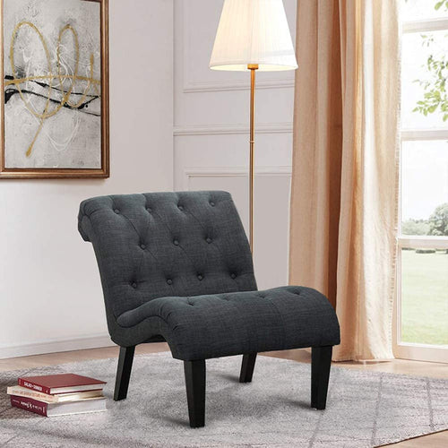 Set Of 2 Button Tufted Slipper Chairs For Living Room