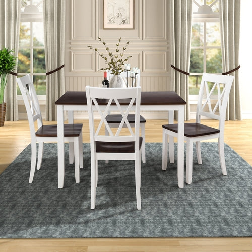 5-Piece Dining Table Set Home Kitchen Table and Chairs Wood Dining