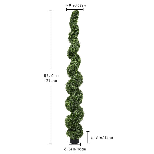 7FT Spiral Topiary Trees Artificial Outdoor Faux Boxwood Plants Large