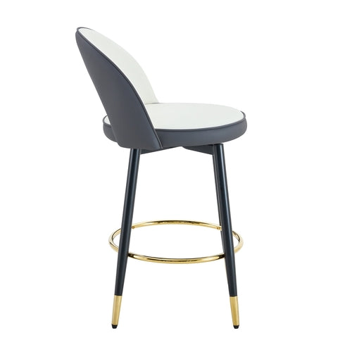 Modern White and Dark Gray Spliced Color PU Upholstered Bar Chair with