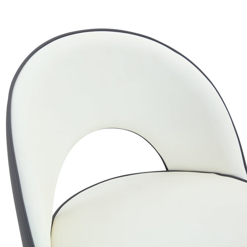 Modern White and Dark Gray Spliced Color PU Upholstered Bar Chair with