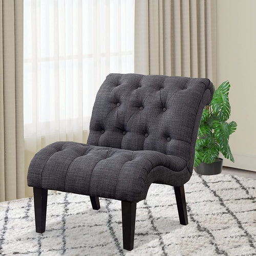 Set Of 2 Button Tufted Slipper Chairs For Living Room