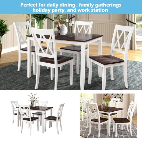 5-Piece Dining Table Set Home Kitchen Table and Chairs Wood Dining