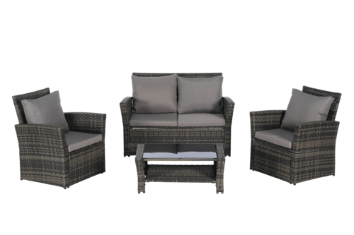4 Piece Outdoor Patio Furniture Set – Rattan Wicker Chairs with