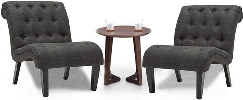 Set Of 2 Button Tufted Slipper Chairs For Living Room