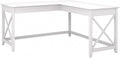 Bush Furniture Key West 60W L Shaped Desk Pure White Oak