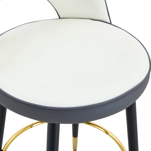 Modern White and Dark Gray Spliced Color PU Upholstered Bar Chair with