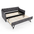 Grey Velvet Mid-Century Style Twin Upholstered Daybed with Pop-Up