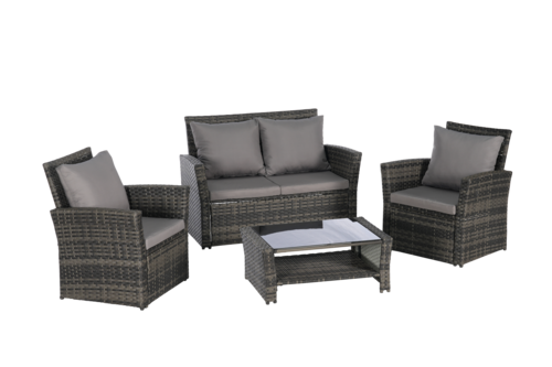 4 Piece Outdoor Patio Furniture Set – Rattan Wicker Chairs with