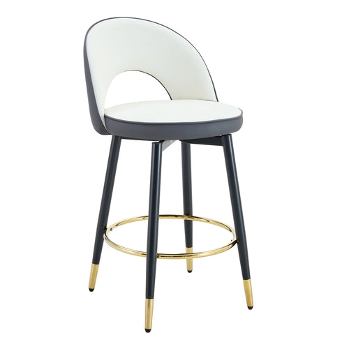 Modern White and Dark Gray Spliced Color PU Upholstered Bar Chair with