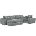 Modern Grey Boucle L-Shaped Sectional Sofa with Two Moveable Ottomans,