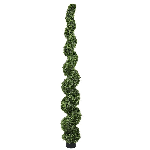 7FT Spiral Topiary Trees Artificial Outdoor Faux Boxwood Plants Large