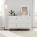 Modern White 52.4 Inch Wide 6 Drawer Dresser Chest Storage