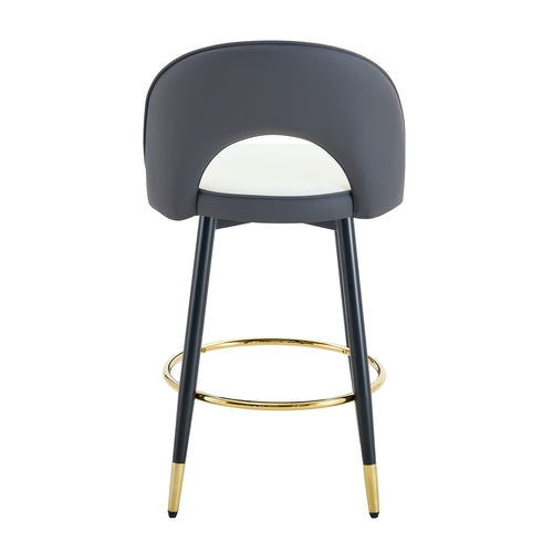 Modern White and Dark Gray Spliced Color PU Upholstered Bar Chair with