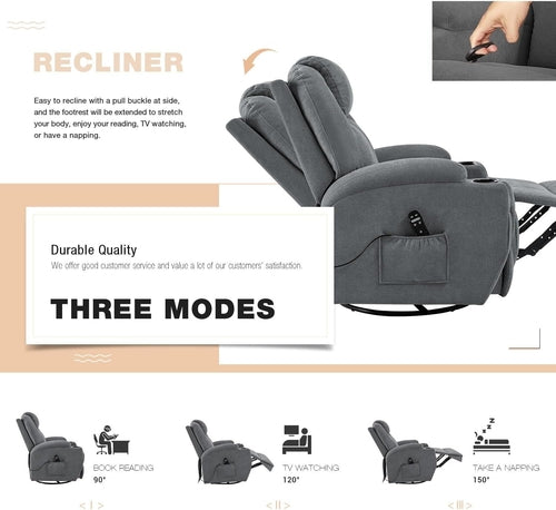 Rocking Recliner Chair With Massage USB Port For Living Room