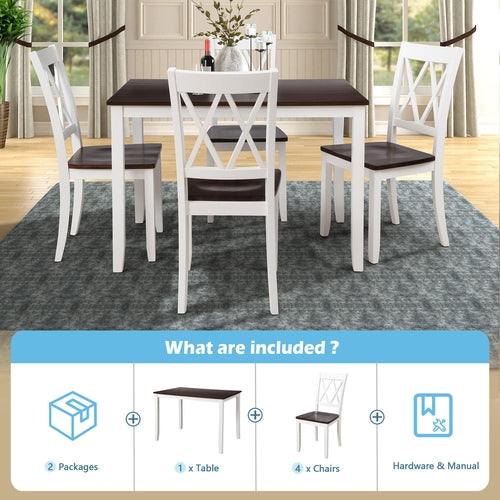 5-Piece Dining Table Set Home Kitchen Table and Chairs Wood Dining
