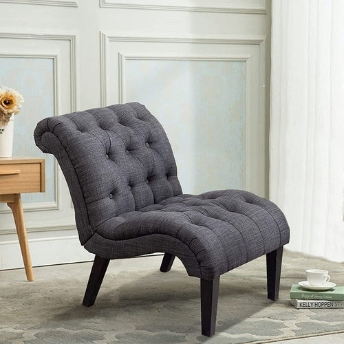 Set Of 2 Button Tufted Slipper Chairs For Living Room