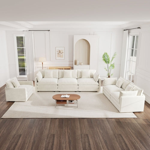 Modern Sofa Couch, 3 Piece Set Extra Deep Seat Sectional Sofa for