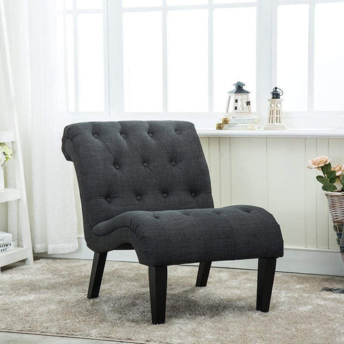 Set Of 2 Button Tufted Slipper Chairs For Living Room